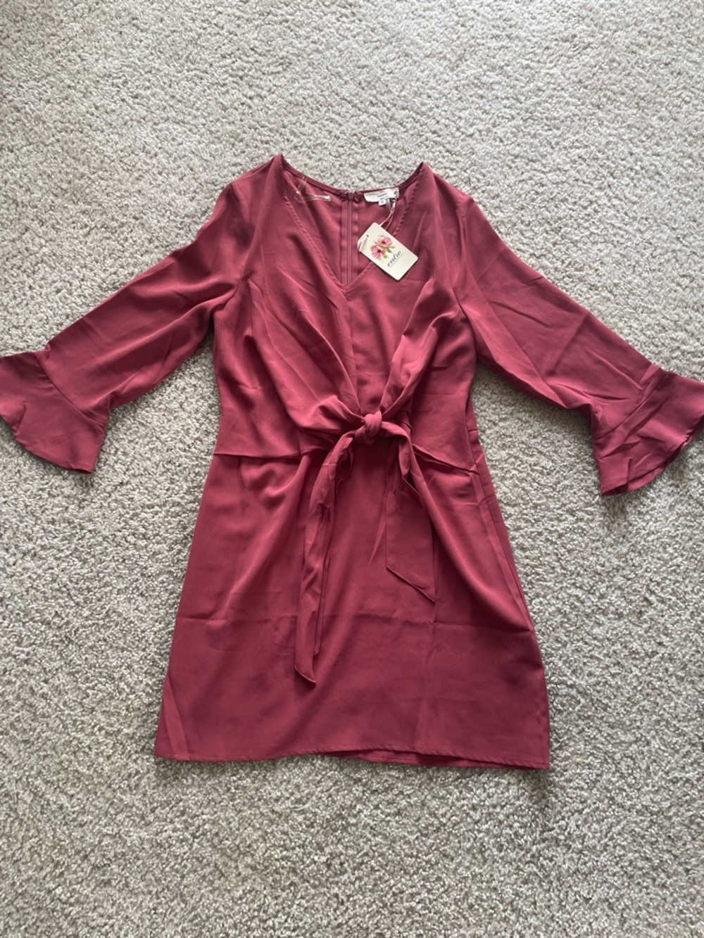 entro V-Neck Tie-Front Dress